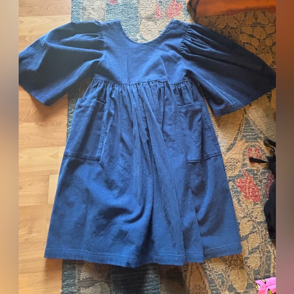 Delphine Bedient blue corduroy dress